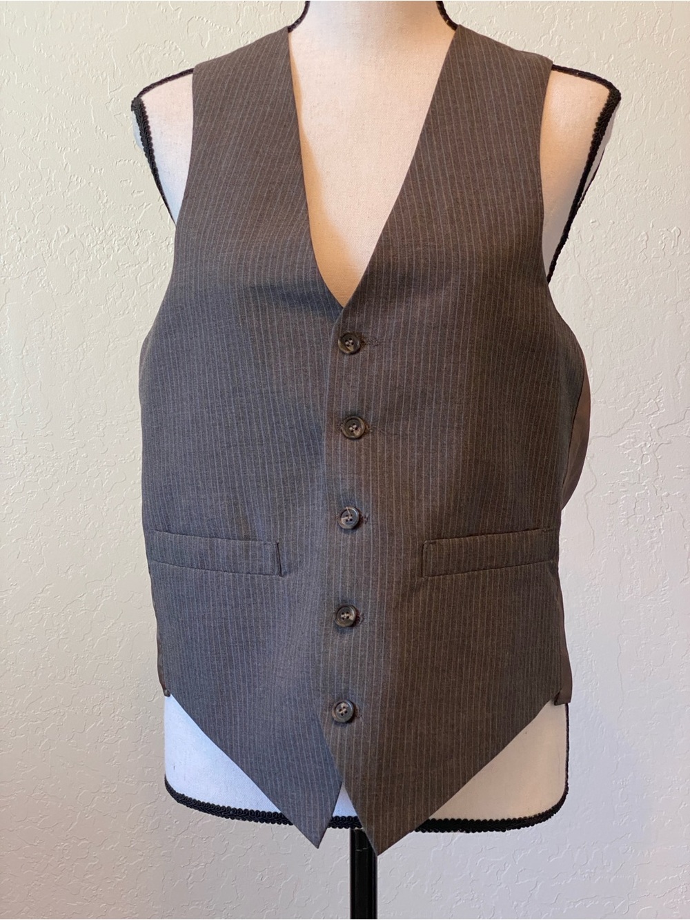 Men's Tailored Pinstripe Grey Dress Vest